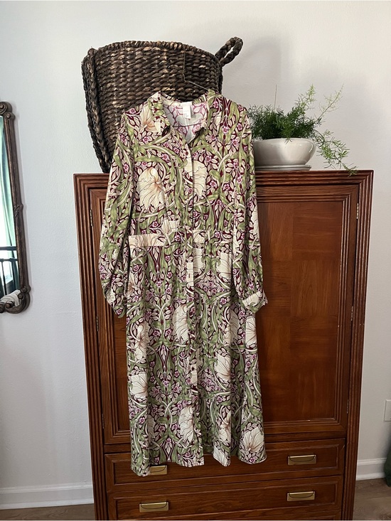 H&M Dresses & Skirts - H&M + Morris Co Olive and Beige Floral Maxi Dress